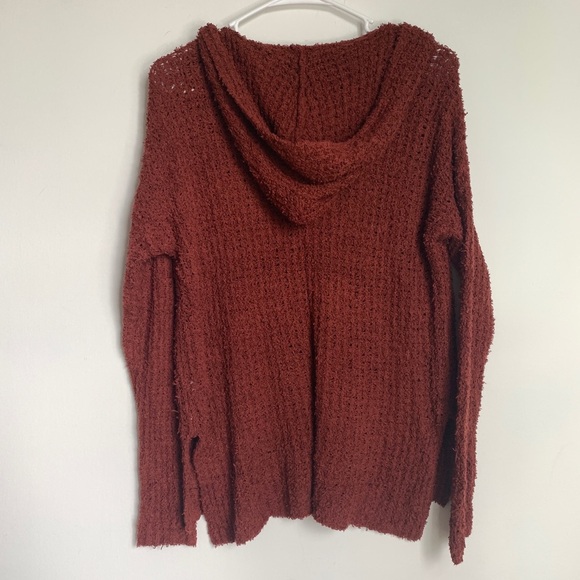 American Eagle NWT Hooded Crochet Pullover V-neck Sweater - Picture 8 of 12